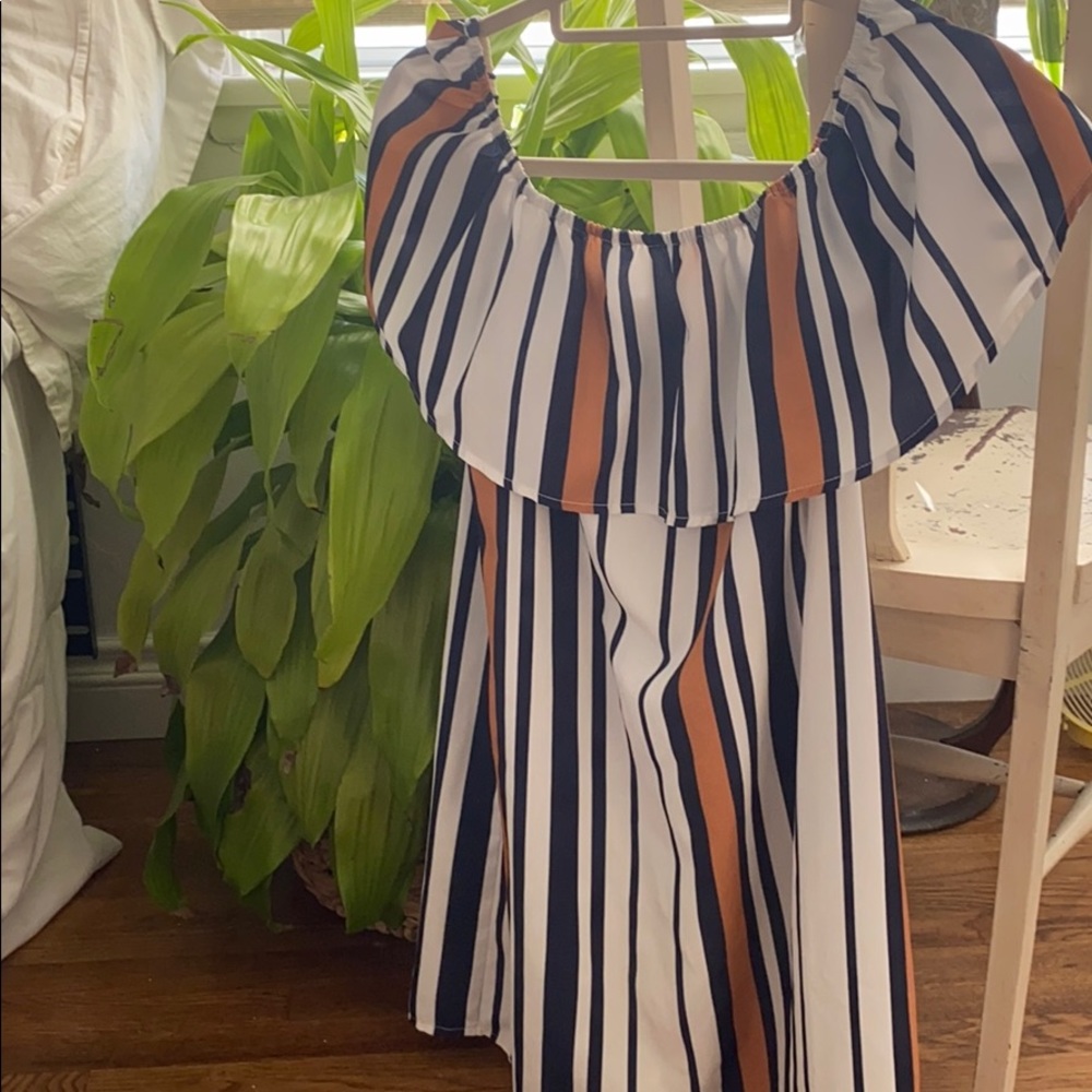 Off the Shoulder Striped Dress